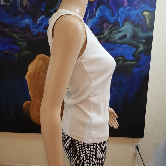 Chico's Size 0 (medium) cotton/spandex white tank top - Picture 4 of 7